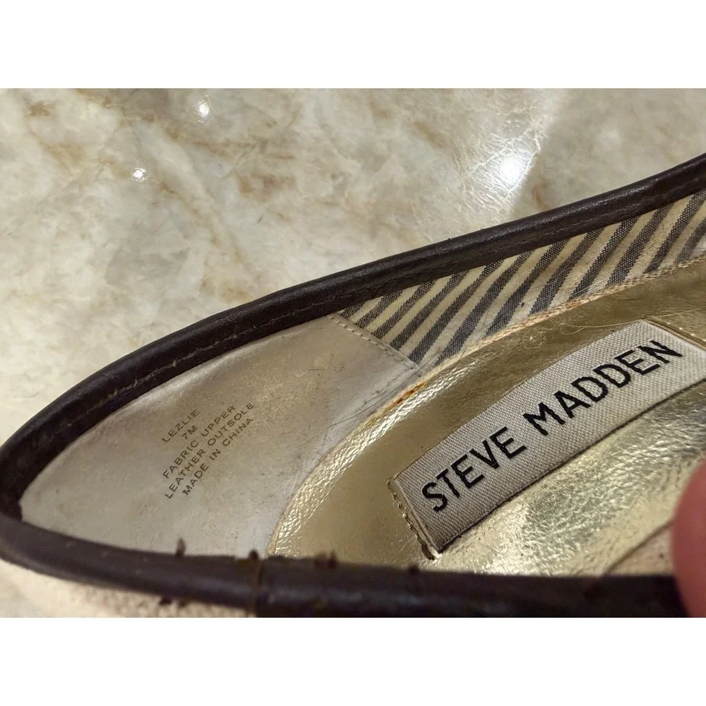 Steve Madden Lezlie Fabric Peep‎ Toe Sandals Buckle 4.25